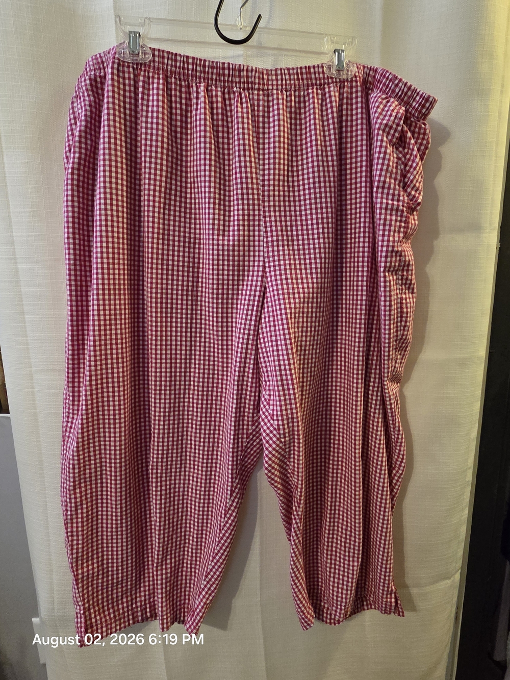 Blair Red and White Gingham Elastic-Waist Shorts
